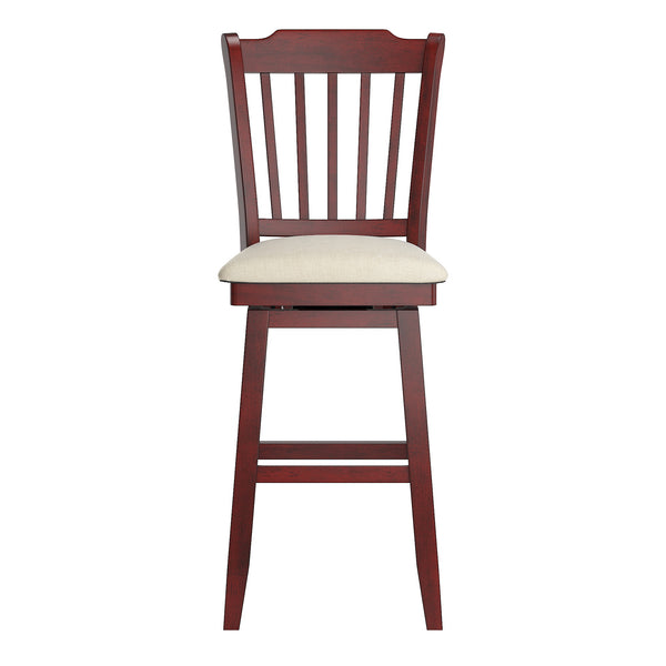 Lea Rubberwood Swivel Barstool with Slat Back and Foam Cushioned Seat