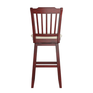 Lea Rubberwood Swivel Barstool with Slat Back and Foam Cushioned Seat
