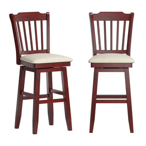 Lea Rubberwood Swivel Barstool with Slat Back and Foam Cushioned Seat