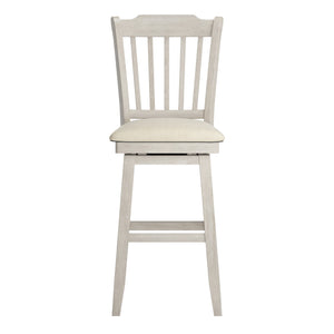 Lea Rubberwood Swivel Barstool with Slat Back and Foam Cushioned Seat