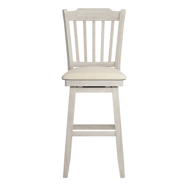 Lea Rubberwood Swivel Barstool with Slat Back and Foam Cushioned Seat