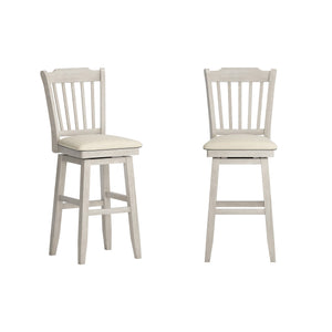 Lea Rubberwood Swivel Barstool with Slat Back and Foam Cushioned Seat