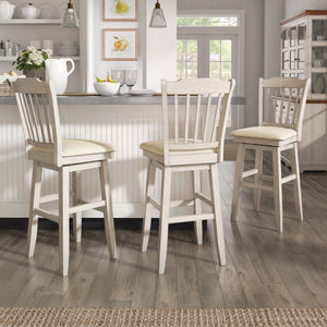 Lea Rubberwood Swivel Barstool with Slat Back and Foam Cushioned Seat