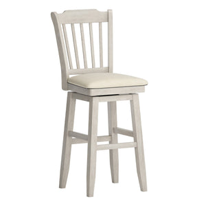 Lea Rubberwood Swivel Barstool with Slat Back and Foam Cushioned Seat