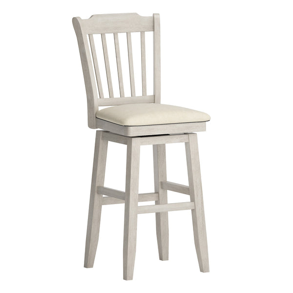 Lea Rubberwood Swivel Barstool with Slat Back and Foam Cushioned Seat