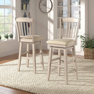 Lea Rubberwood Swivel Barstool with Slat Back and Foam Cushioned Seat