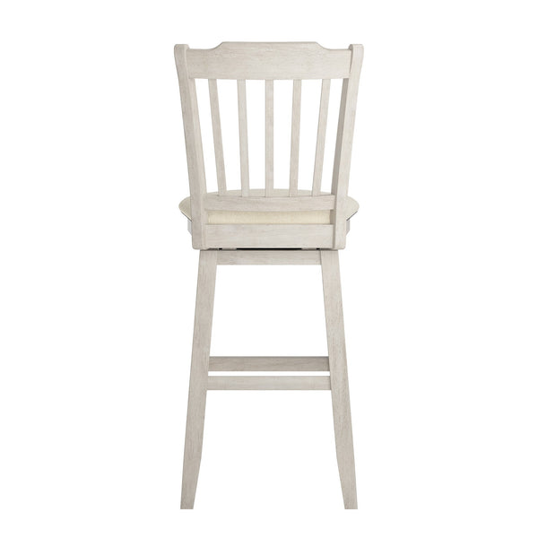 Lea Rubberwood Swivel Barstool with Slat Back and Foam Cushioned Seat