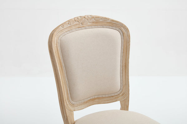 English Elm French Country Dining Chairs Set Of 2 - Stylish Upholstered Design, Fan-Back Comfort For Any Space W3426P324536