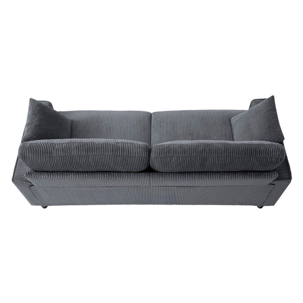 English Elm 81.8"corduroy Ribbed Upholstered 2-seater Sofa with Iron Wood Frame for Living Room Gray W5515P488194