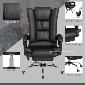 English Elm Vinsetto Executive Massage Office Chair with Heat & Footrest, 4-Point Vibration, Recline Comfort Black W2225P173844