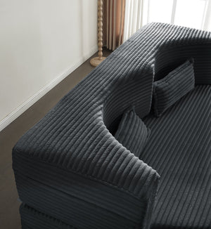 English Elm Modern Full Size Folding Sofa Bed with Plush Corduroy, 2 Pillows, 15" Foam Mattress, No Assembly Required DARK GREY W1885P347083