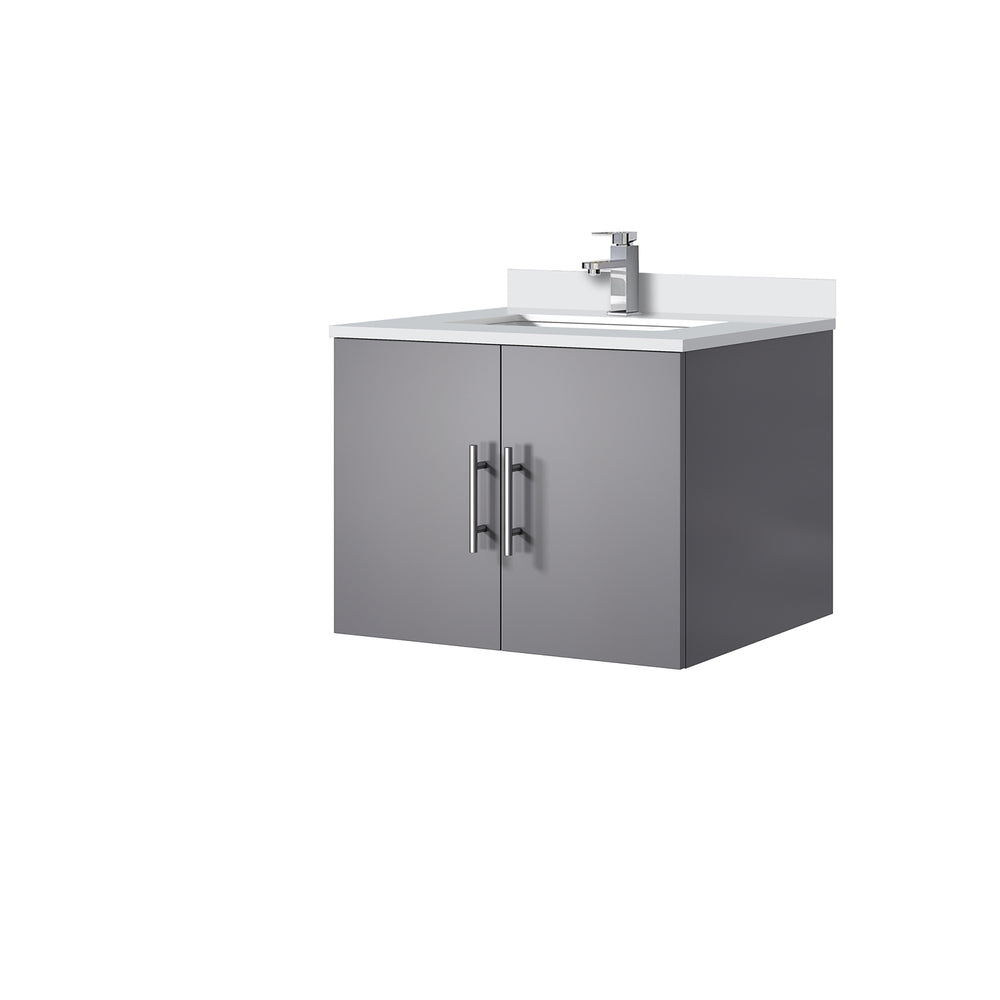 English Elm Dark Grey Bath Vanity With Cultured Marble Top & Faucet Set – Modern Storage Solution For Small Bathrooms B2731P258558