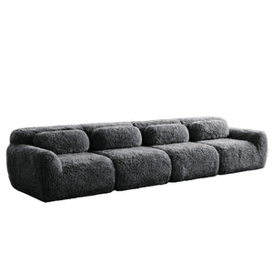 English Elm 149'' Plush Modular Cloud Sofa Boneless Ergonomic Design for Home Theater Lounge Dark Grey W714S01553