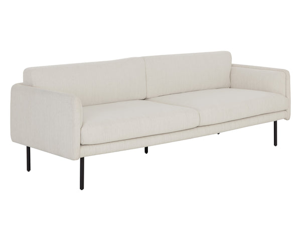 Sunpan Luella Sofa - Classic Mid-Century Design with Generously Cushioned Seating and Black Metal Legs Mina Ivory