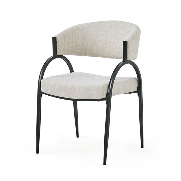 English Elm Upholstered Gray Fabric Dining Chair Set of Two with Sleek Metal Legs Modern Style N768P184752B