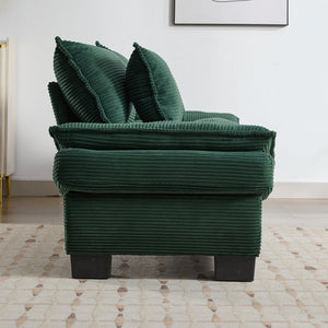 English Elm Corduroy Modern Sofa Sleeper Loveseat with Double-Layer Cushions, Two Pillows, Sturdy Frame 84" Green W676P227343