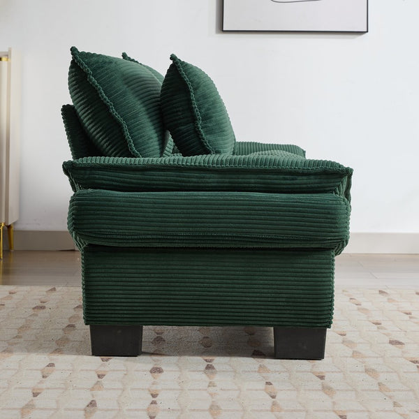 English Elm Corduroy Modern Sofa Sleeper Loveseat with Double-Layer Cushions, Two Pillows, Sturdy Frame 84" Green W676P227343