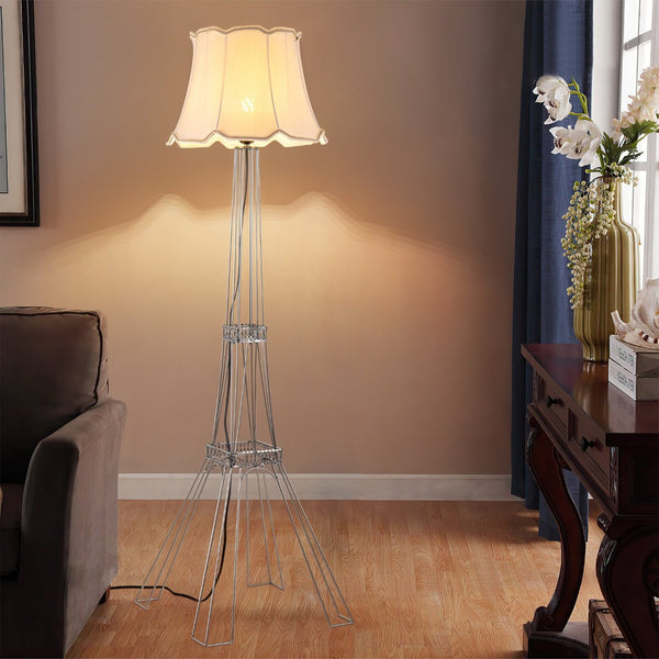HomeRoots 56" Brass LED Floor Lamp with Elegant Beige Bell Shade – Perfect for Living Rooms & Reading Corners 531005