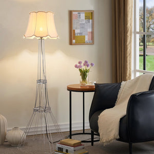 HomeRoots 56" Brass LED Floor Lamp with Elegant Beige Bell Shade – Perfect for Living Rooms & Reading Corners 531005