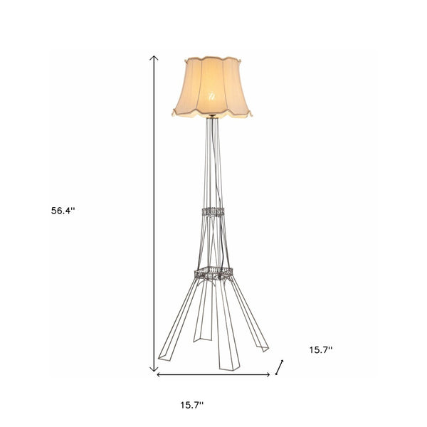 HomeRoots 56" Brass LED Floor Lamp with Elegant Beige Bell Shade – Perfect for Living Rooms & Reading Corners 531005