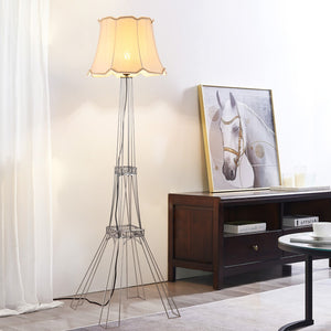 HomeRoots 56" Brass LED Floor Lamp with Elegant Beige Bell Shade – Perfect for Living Rooms & Reading Corners 531005