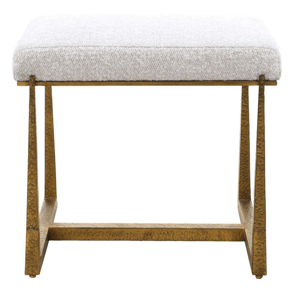 Uttermost Uttermost Upholstered Accent Bench with Decorative Iron Legs for Entryway or Bedroom Seating Gold 20.5" W x 19.5" H x 16" D 53101