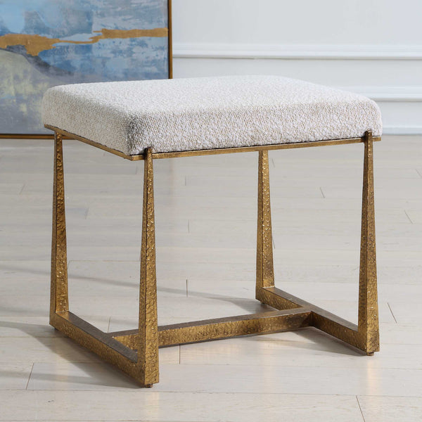 Uttermost Upholstered Accent Bench with Decorative Iron Legs for Entryway or Bedroom Seating