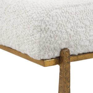 Uttermost Upholstered Accent Bench with Decorative Iron Legs for Entryway or Bedroom Seating