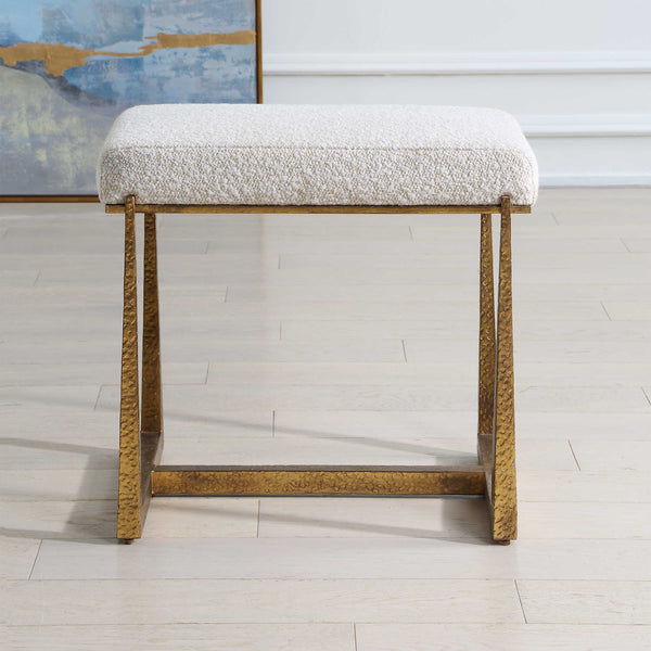 Uttermost Upholstered Accent Bench with Decorative Iron Legs for Entryway or Bedroom Seating