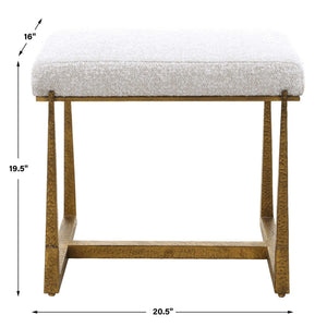 Uttermost Upholstered Accent Bench with Decorative Iron Legs for Entryway or Bedroom Seating