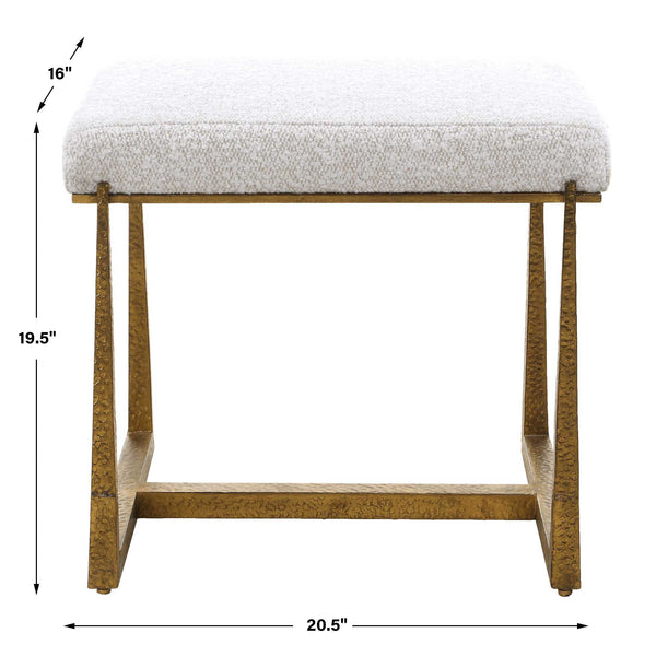 Uttermost Upholstered Accent Bench with Decorative Iron Legs for Entryway or Bedroom Seating