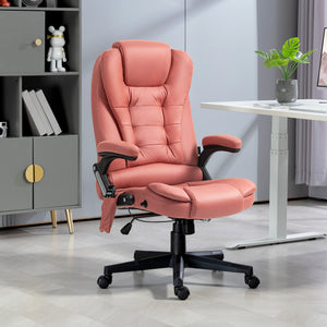 English Elm HOMCOM Executive Massage Office Chair with 6-Point Vibration, Lumbar Heat, Recline & Remote Control Red W2225P229772
