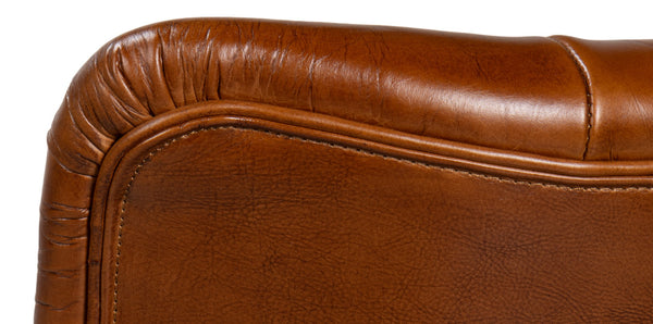Sarreid Parker Office Chair - Luxurious Vintage Havana Leather, Swivel Design, Top Grain Cowhide Comfort Brown  53105