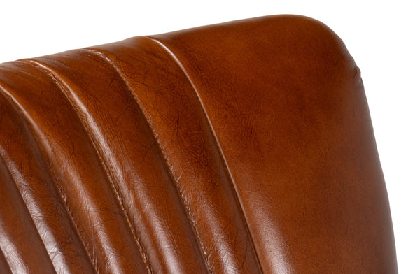 Sarreid Parker Office Chair - Luxurious Vintage Havana Leather, Swivel Design, Top Grain Cowhide Comfort Brown  53105