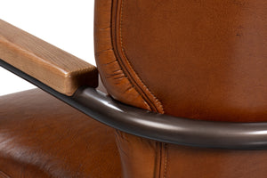 Sarreid Parker Office Chair - Luxurious Vintage Havana Leather, Swivel Design, Top Grain Cowhide Comfort Brown  53105
