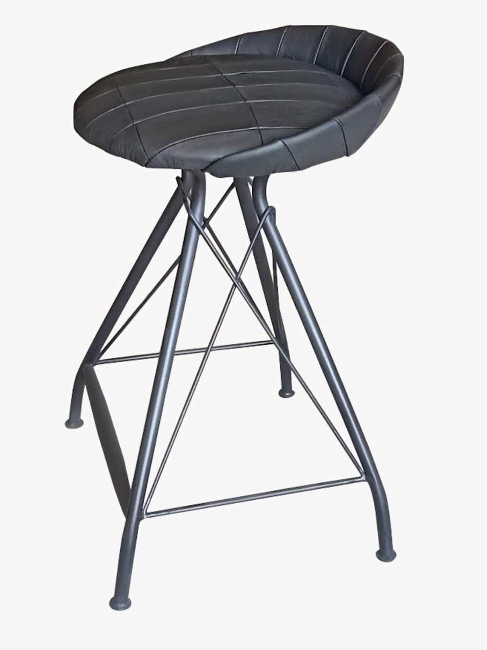HomeRoots 24" Gray Leather Swivel Bar Chair – Modern Iron Low Back Stool for Kitchen, Home Bar & Dining Nook 531075