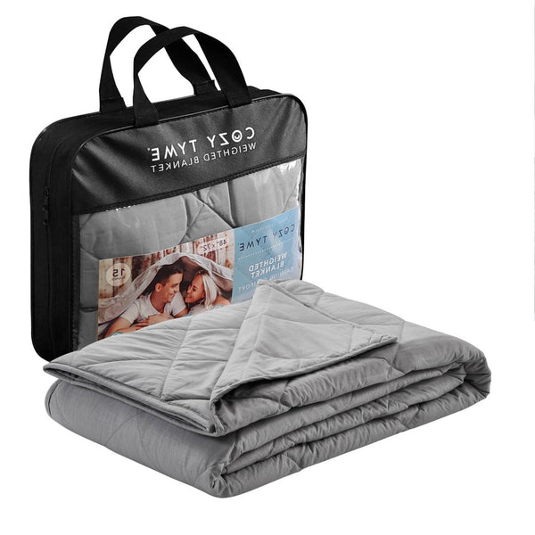 HomeRoots King Gray Cotton Quilted 20lb Weighted Blanket for Stress Relief & Restful Sleep - Cozy Comfort! 531078