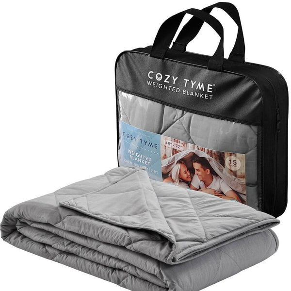 HomeRoots Queen Gray Cotton Weighted Blanket – 20 lbs of Comfort for Deep Sleep, Year-Round Relaxation & Style 531079