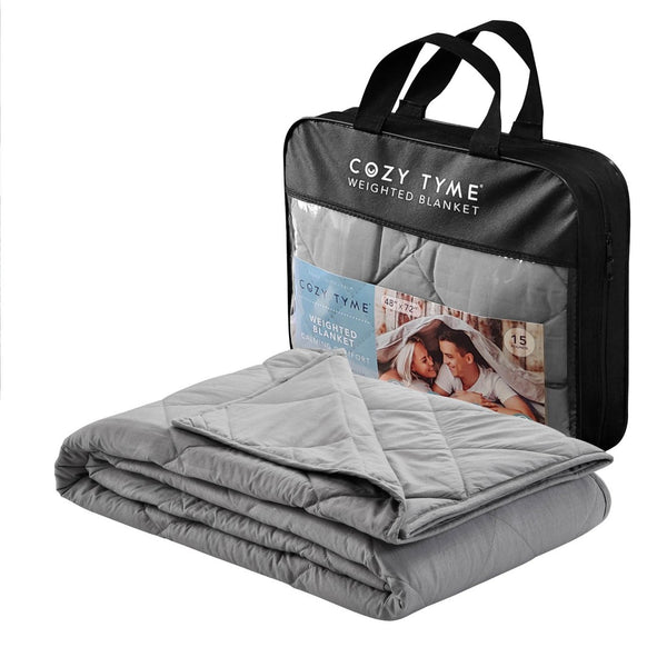 HomeRoots Queen Gray Cotton Weighted Blanket – 20 lbs of Comfort for Deep Sleep, Year-Round Relaxation & Style 531079
