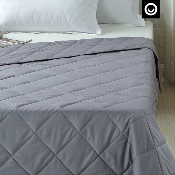 HomeRoots Queen Gray Cotton Weighted Blanket – 20 lbs of Comfort for Deep Sleep, Year-Round Relaxation & Style 531079