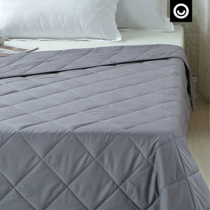 HomeRoots Queen Gray Cotton Quilted Weighted Blanket - 25 lbs for Deep Sleep, Stress Relief & Year-Round Comfort 531081