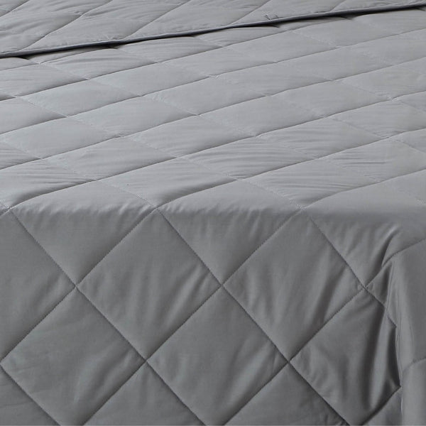 HomeRoots Twin Gray Polyester Quilted Weighted Blanket - Cozy 12 lb Comfort for Better Sleep & Relaxation 531083