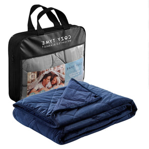 HomeRoots Twin Navy Blue Quilted Weighted Blanket - 12 lbs of Soft Comfort for Stress Relief & Better Sleep 531084