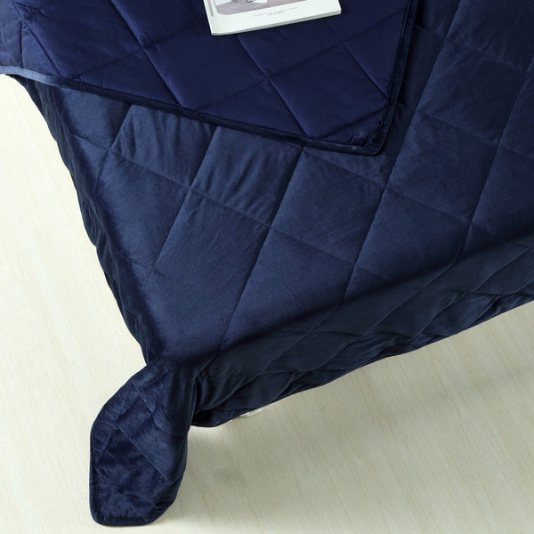 HomeRoots Twin Navy Blue Quilted Weighted Blanket - 12 lbs of Soft Comfort for Stress Relief & Better Sleep 531084