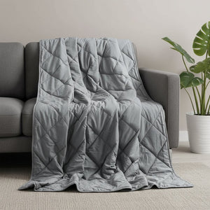 HomeRoots Twin Gray Quilted Weighted Blanket - 15 lb Comfort for Better Sleep & Year-Round Relaxation 531085