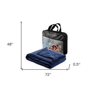 HomeRoots Twin Navy Blue Quilted Weighted Blanket - 15 lb Soothing Pressure for Sleep, Stress Relief & Style 531086