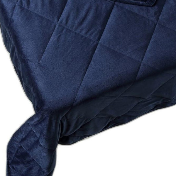 HomeRoots King Navy Blue Quilted Weighted Blanket - 20 Pounds of Therapeutic Comfort for Deep Sleep & Relaxation 531089