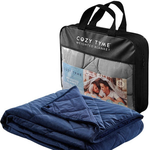 HomeRoots Queen Navy Blue Quilted Weighted Blanket - 20 lbs of Comfort for Restful Sleep & Relaxation 531090
