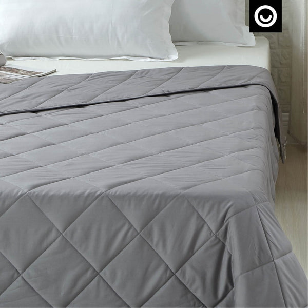 HomeRoots King Gray Quilted Weighted Blanket - 25 lbs for Calming Sleep, Breathable Comfort & Year-Round Use 531091