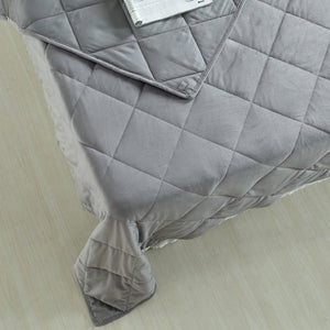 HomeRoots King Gray Quilted Weighted Blanket - 25 lbs for Calming Sleep, Breathable Comfort & Year-Round Use 531091